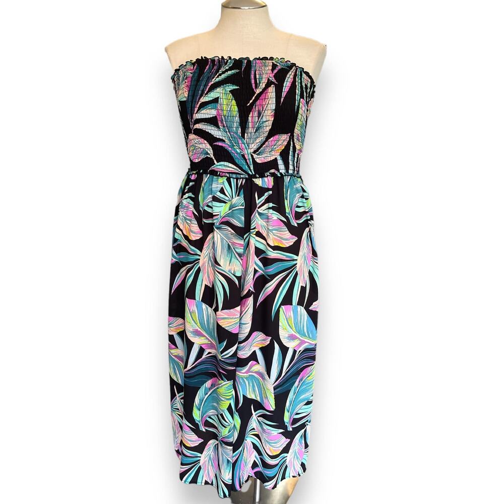 Torrid 3 (3X 22/24) Tropical Beach Cover Up Crepe Wide Leg One Piece Jumpsuit